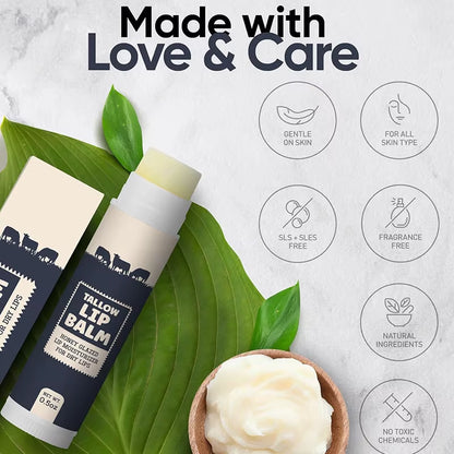 Private Label Natural Beeswax Vanilla Lip Balm with Tallow, Waterproof Moisturizing Repair Soothe Brighten Chapped Lips