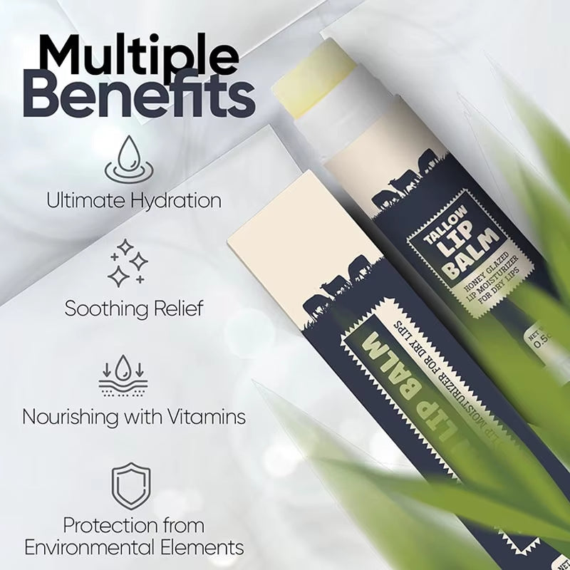 Private Label Natural Beeswax Vanilla Lip Balm with Tallow, Waterproof Moisturizing Repair Soothe Brighten Chapped Lips