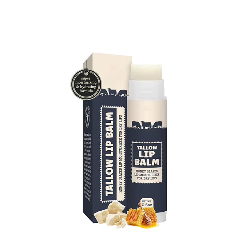Private Label Natural Beeswax Vanilla Lip Balm with Tallow, Waterproof Moisturizing Repair Soothe Brighten Chapped Lips