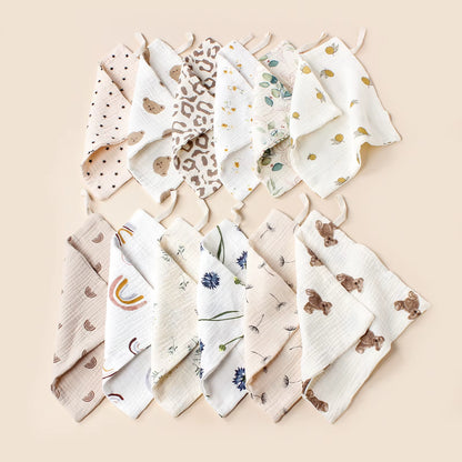 Multicolor 100% Natural Premium Cotton Muslin Washcloths Soft Newborn Face Towel Wash Cloth for Sensitive Skin