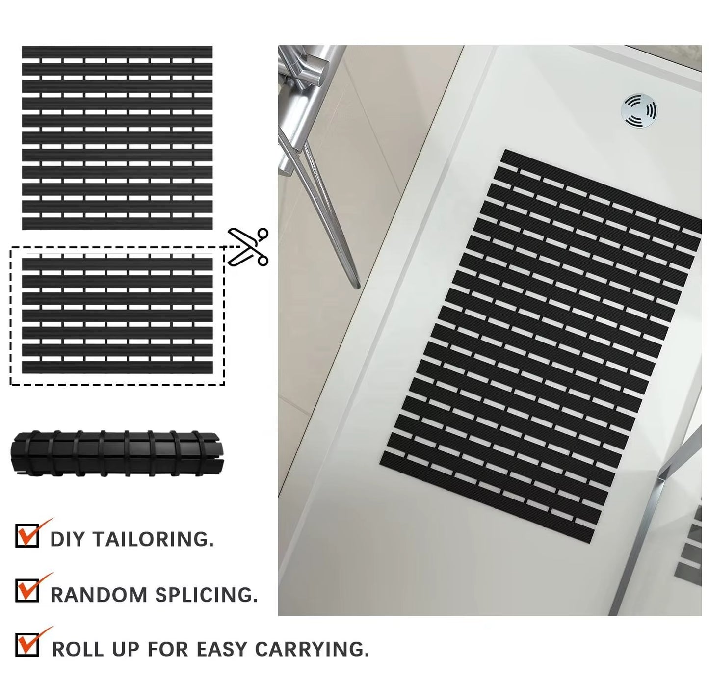 Modern Eco-Friendly PVC Spa Bath Mat Anti-Slip Hydrophobic Household Bath Mat Anti-Slip Design for Safe Footing